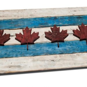 Weathered Wood One of a kind Chicago Flag ,Canada style, vintage, art, distressed, weathered, recycled, Chicago flag art, Canadian Flag