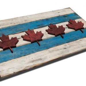 Weathered Wood One of a kind Chicago Flag ,Canada style, vintage, art, distressed, weathered, recycled, Chicago flag art, Canadian Flag