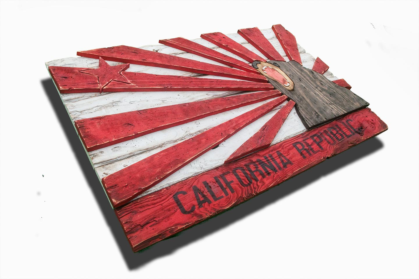 Weathered Wood One of a kind New edtion California Republic flag, Wooden, vintage, art, distressed, weathered, recycled, California flag art