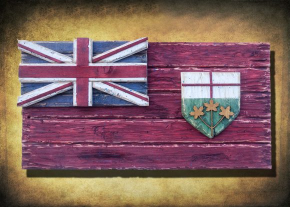 Weathered Wood One of a kind Providence of Ontario flag, Wooden, vintage, art, distressed, weathered, recycled, Providence, Canada, Red