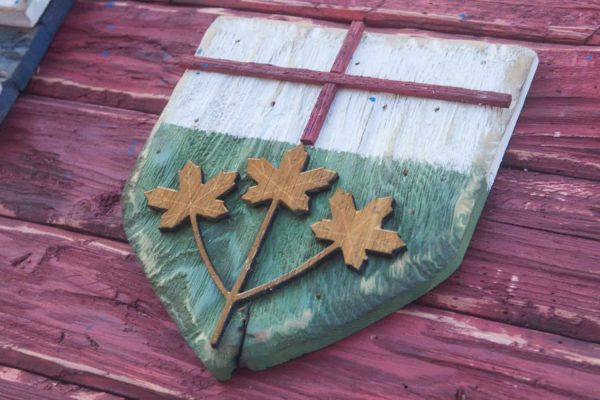 Weathered Wood One of a kind Providence of Ontario flag, Wooden, vintage, art, distressed, weathered, recycled, Providence, Canada, Red