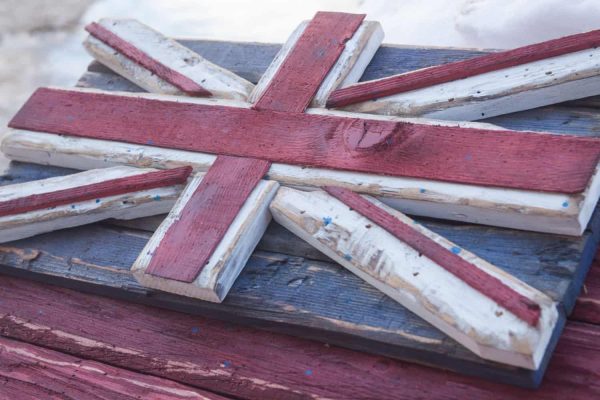 Weathered Wood One of a kind Providence of Ontario flag, Wooden, vintage, art, distressed, weathered, recycled, Providence, Canada, Red