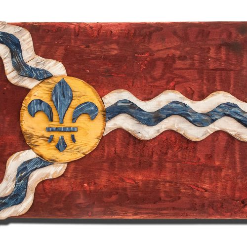 Weathered Wood One of a kind Saint Louis flag, Wooden, vintage, art, distressed, Missouri, recycled, Red. wedding, home decor, St. Louis