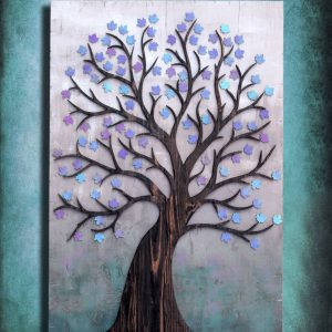 Wedding registry guest book alternative or wall art, "The Tree of New Lives" Keepsake, Personalize, Vintage, Custom, Green, Blue, wall art