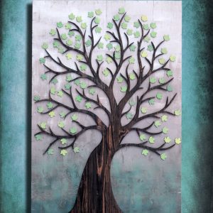 Wedding registry guest book alternative or wall art, "The Tree of New Lives" Keepsake, Personalize, Vintage, Custom, Green, Blue, wall art