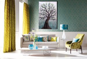 Wedding registry guest book alternative or wall art, "The Tree of New Lives" Keepsake, Personalize, Vintage, Custom, Green, Blue, wall art