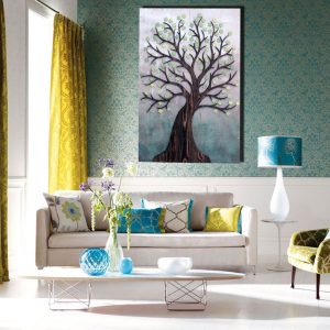 Wedding registry guest book alternative or wall art, "The Tree of New Lives" Keepsake, Personalize, Vintage, Custom, Green, Blue, wall art