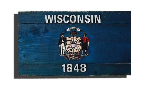 Wisconsin State Flag, Handmade, Distressed Wooden ,vintage, art, distressed, weathered, recycled, home decor, Wall art, reclaimed, Blue