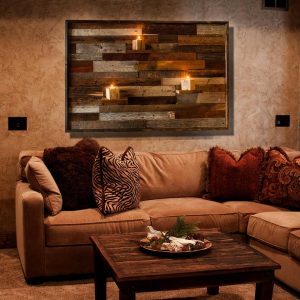 Wood wall art, with floating wood shelves, made of reclaimed barnwood, Different Sizes Available, large art