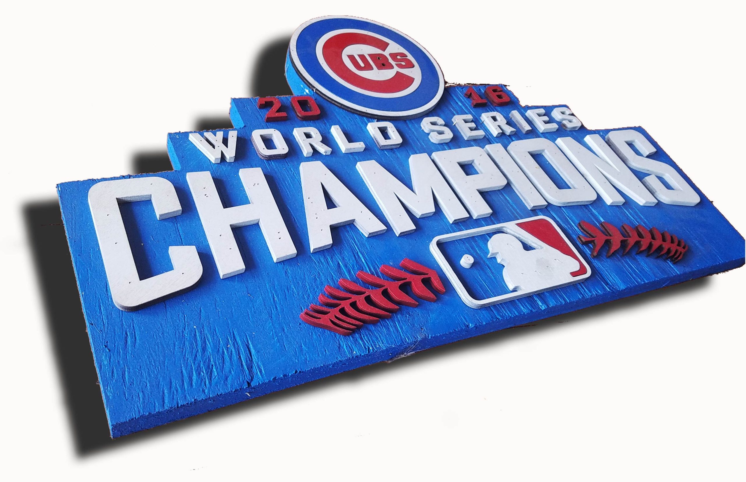World Series Champions Chicago Cubs Handmade distressed wood sign, vintage, art, weathered, recycled, Baseball, home decor, Man Cave, Blue