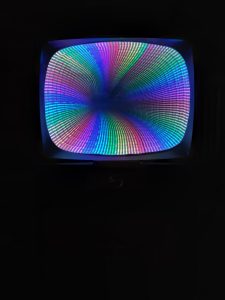 Colorful LED digital display with vibrant rainbow patterns for modern tech aesthetics.