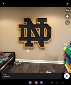1. Custom wood Notre Dame sign wall decor for home or game room.