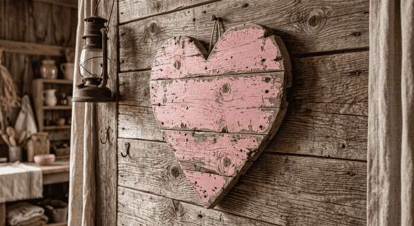 Pink barn wood heart