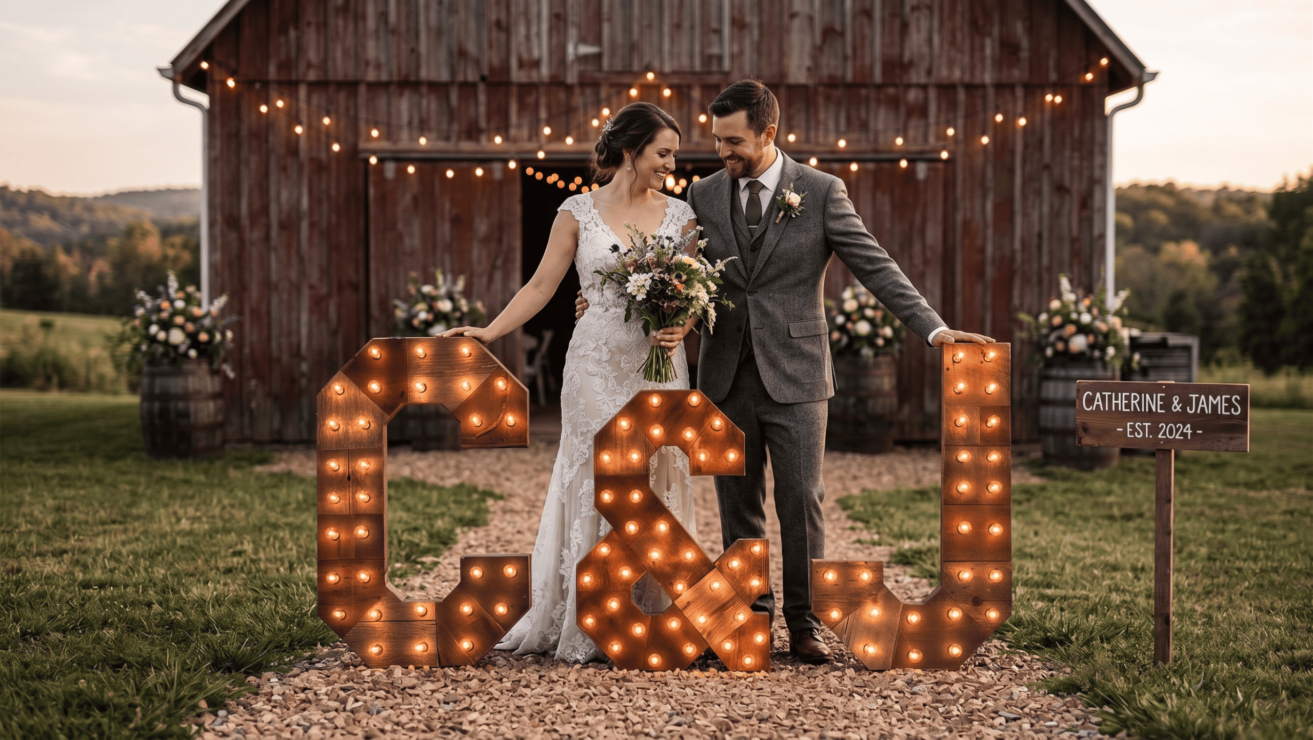 Custom wedding marquee signage by Chris Knight Creations