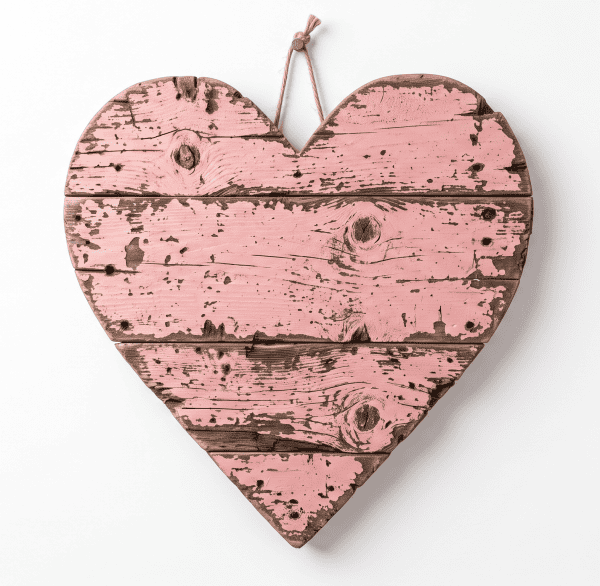 pink bar wood heart